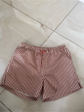 Zara Kids Red and White Striped Swim Shorts